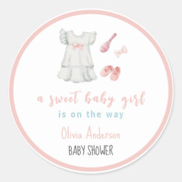 Pegatina Redonda Boho Sweet Pink Chica Set Baby Shower