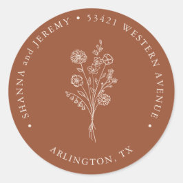 Pegatina Redonda Boho Terracotta Elegante Minimalista | Dirección d