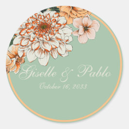 Pegatina Redonda Boho Terracotta Sage Fall Boda Floral