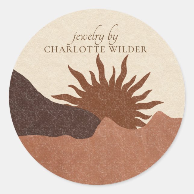 Pegatina Redonda Boho Terracotta Sand Resumen Joyería hecha a mano (Anverso)
