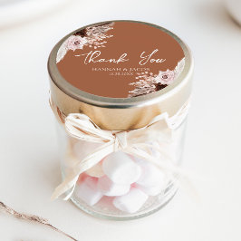 Pegatina Redonda Boho Terracotta Wedding Favor Gracias