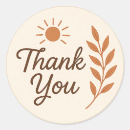 Pegatina Redonda Boho Thank You Sticker – Earthy Aesthetic