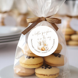 Pegatina Redonda Boho Un pequeño calabaza en camino gracias Baby Sh