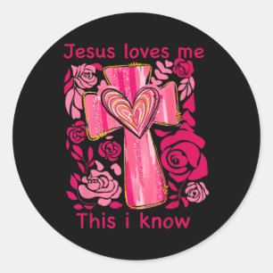Pegatina Redonda Boho Valentine Jesús me ama esto que conozco crist