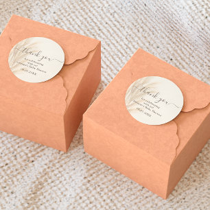 Pegatina Redonda Boho verano hierba de pampas acuarela Gracias bebé