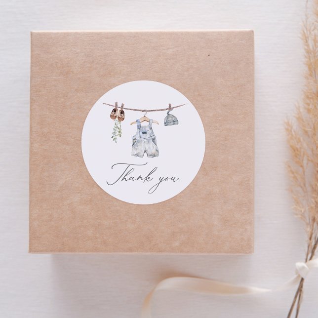 Pegatina Redonda Boho Watercolor Baby Clothes Boy Baby Shower (Subido por el creador)