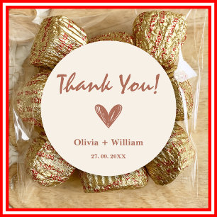 Pegatina Redonda Boho Wedding, Naranja quemado, favorece la Tortuga