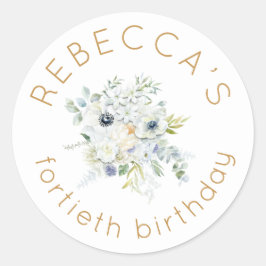 Pegatina Redonda Boho White Florals