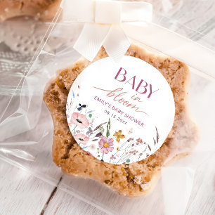 Pegatina Redonda Boho Wildflower Baby Shower