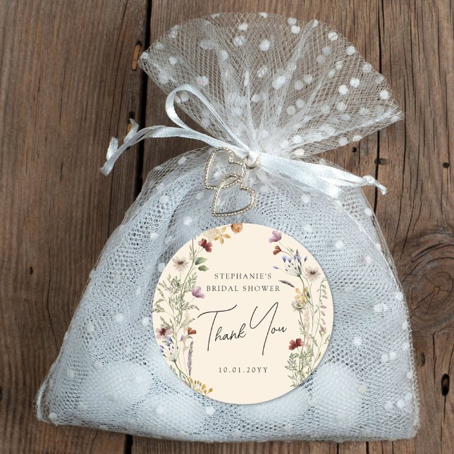 Pegatina Redonda Boho Wildflower Bridal Shower (Subido por el creador)