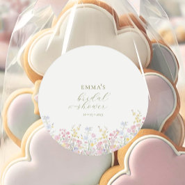 Pegatina Redonda Boho Wildflower Elegant Bridal Shower