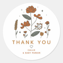 Pegatina Redonda Boho Wildflowers Gracias A Sticker