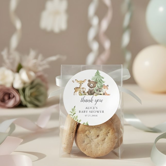 Pegatina Redonda Boho Woodland Animals Gracias Baby Shower (Subido por el creador)