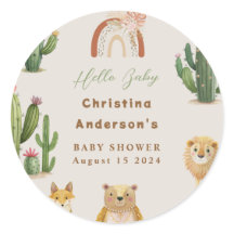 Boho Woodland Bear Leon Fox Cactus Baby Shower