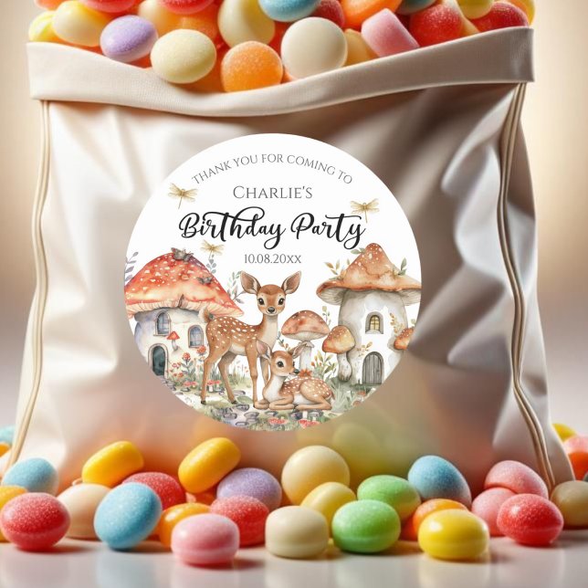 Pegatina Redonda Boho Woodland Forest Animals Fiesta de Cumpleaños (Subido por el creador)