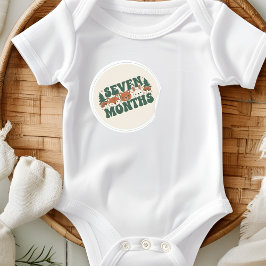 Pegatina Redonda Boho Woodland Forest Baby Seven Months Milestone
