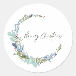 Pegatina Redonda Boho Wreath Feliz Navidad Diseño moderno