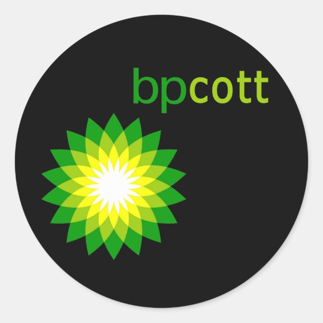 Pegatina Redonda Boicot a camisetas de BP Oil T, bolsas de té, taza (Anverso)