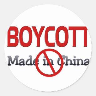 PEGATINA REDONDA BOICOT HECHO EN CHINA