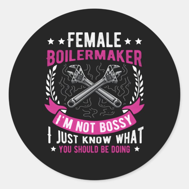 Pegatina Redonda Boiler Maker Boilermaker Union Boilermaker (Anverso)