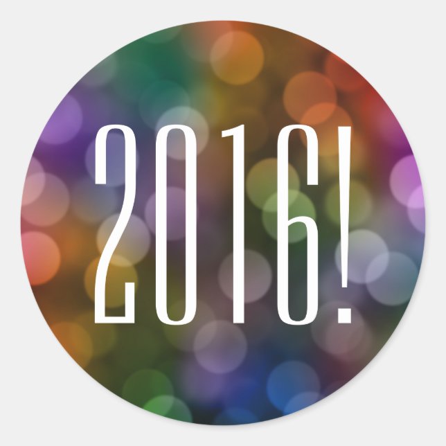 Pegatina Redonda Bokeh de 2016 (Anverso)