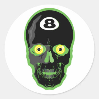Pegatina Redonda bola 8 verde calavera