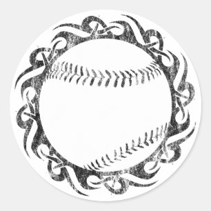 Pegatina Redonda bola de béisbol. tribal.