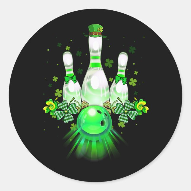 Pegatina Redonda Bola de bolas Shamrock Leprechaun St Patricks Day  (Anverso)