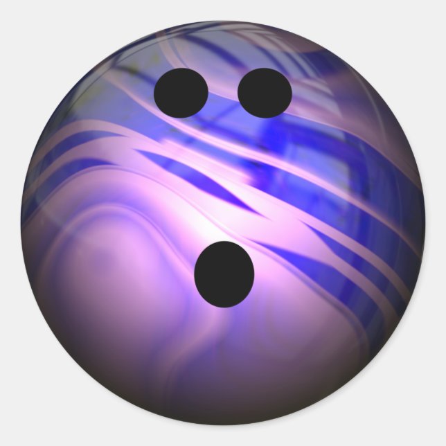Pegatina Redonda Bola de bolos azul y morado (Anverso)