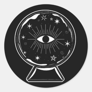 Pegatina Redonda Bola de Cristal Mágica Ojo Clarividente Lo Dice To
