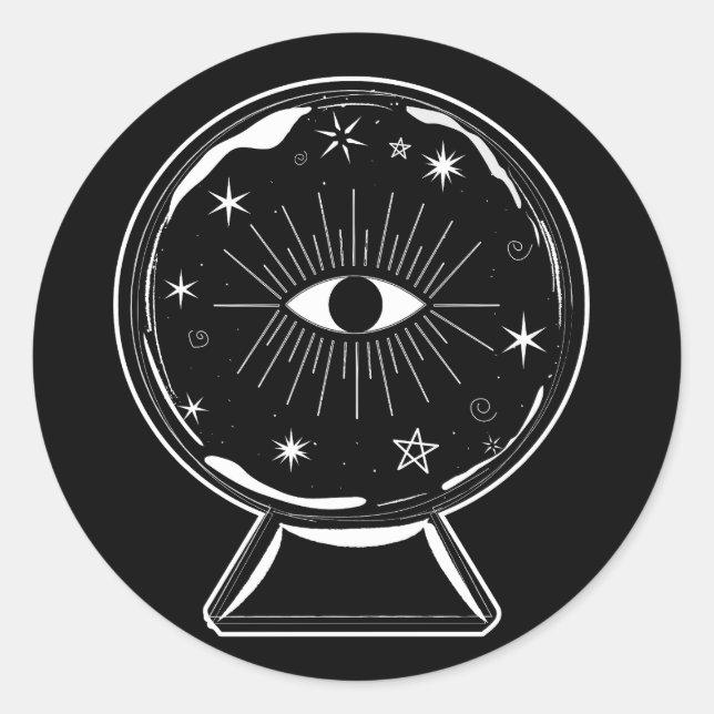 Pegatina Redonda Bola de Cristal Mágica Ojo Clarividente Lo Dice To (Anverso)