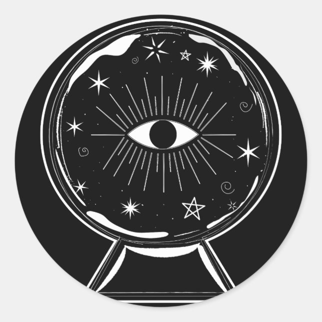 Pegatina Redonda Bola de Cristal Mágica Ojo Clarividente lo Dice To (Anverso)