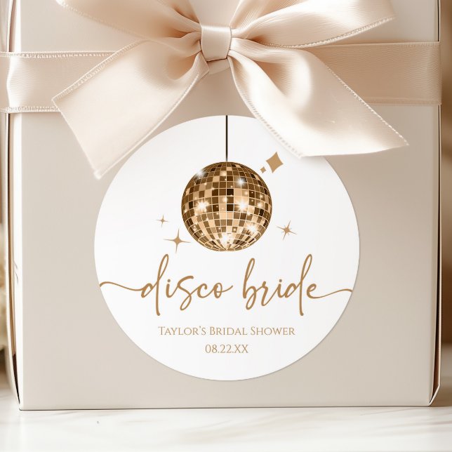 Pegatina Redonda Bola de Disco de Oro Novia de Boda Despedida de So (Subido por el creador)