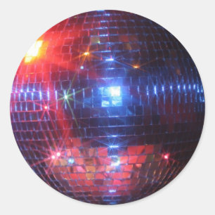Pegatina Redonda Bola de discoteca con los rayos laser