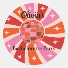 Pegatina Redonda bola de discoteca retro personalizada para la desp