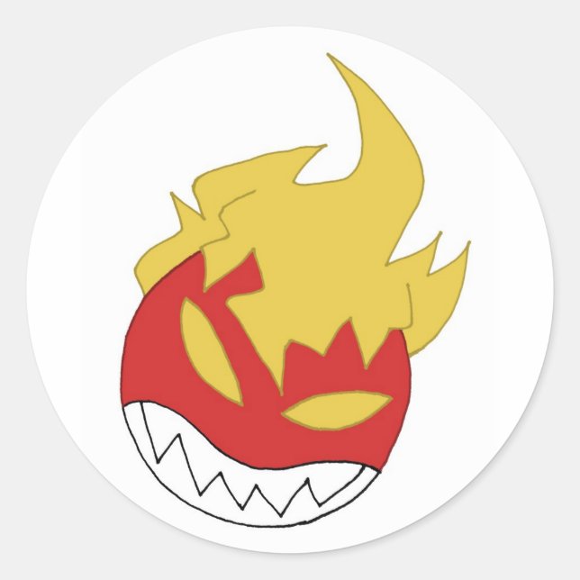 Pegatina Redonda bola de fuego (Anverso)