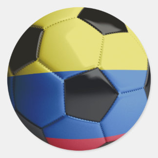 Pegatina Redonda Bola de fútbol con bandera de Colombia