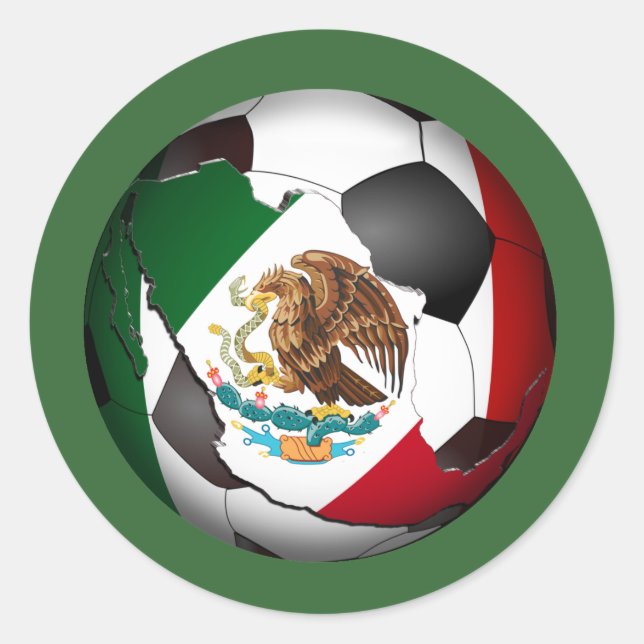 Pegatina Redonda Bola de fútbol de México (Anverso)
