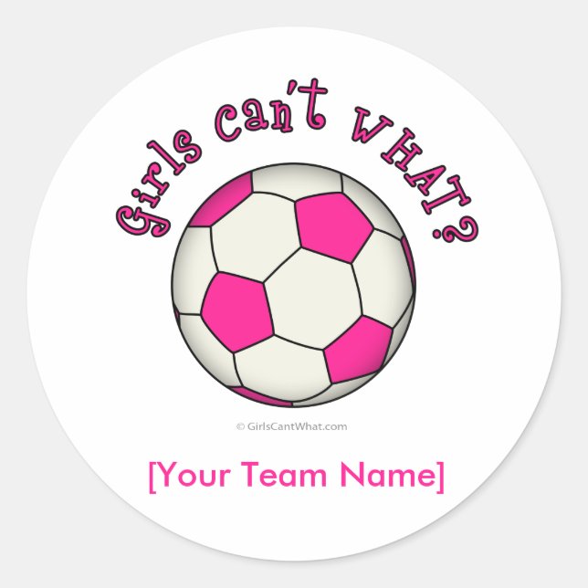 Pegatina Redonda Bola de fútbol en rosa (Anverso)