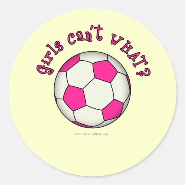 Pegatina Redonda Bola de fútbol en rosa (Anverso)