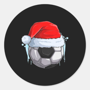 Pegatina Redonda Bola de fútbol navideña navidad en Santa Clau