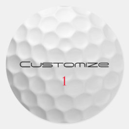 Pegatina Redonda Bola de golf con texto y número personalizados
