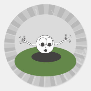Pegatina Redonda bola de golf divertida asustada al entrar en el ho