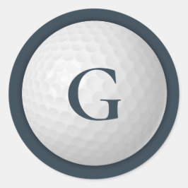 Pegatina Redonda Bola de golf Navy Blue Monogram