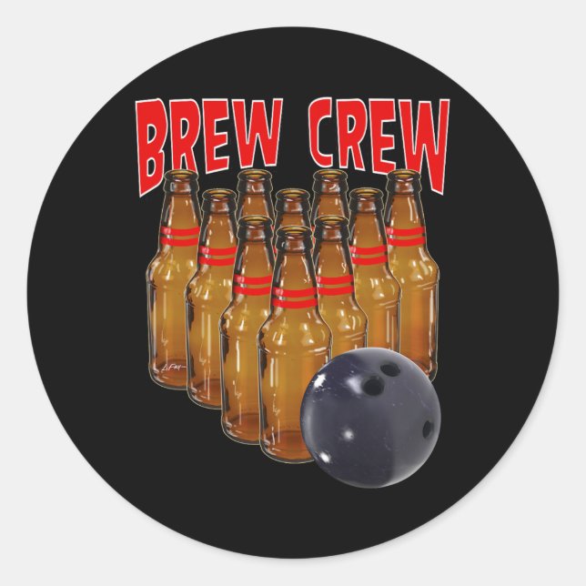 Pegatina Redonda Bola de la tripulación de brew (Anverso)