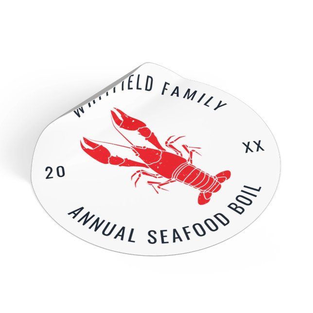 Pegatina Redonda Bola de langosta de verano familiar personalizada (Personalized Family Summer Lobster Boil Classic Round Sticker)