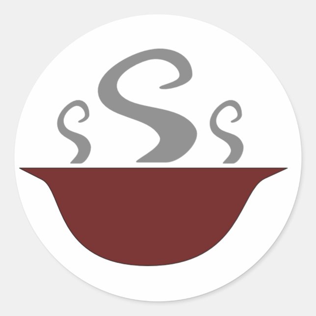 Pegatina Redonda Bola De Pegatinas De Sopa De Vapor (Anverso)