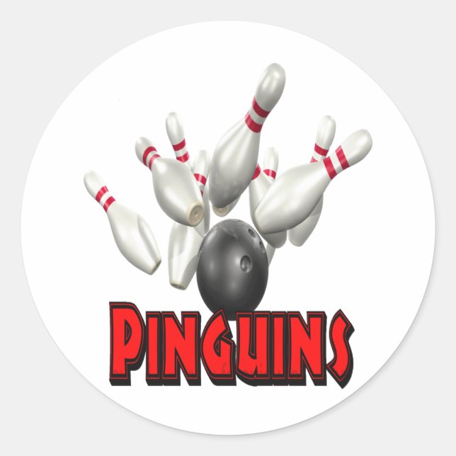 Pegatina Redonda Bola de Pinguins (Anverso)