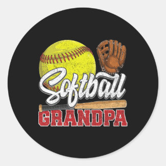 Pegatina Redonda Bola de Softbol Abuelo Jugador de Softbol Día del 
