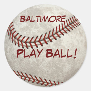 Pegatina Redonda ¡Bola del juego de béisbol de Baltimore! Más